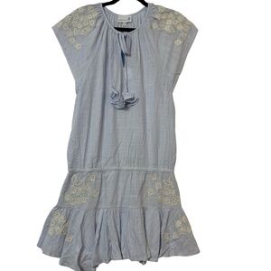 Cartolina Joy Dress XS Halogen Blue Embroidered Swim Coverup Resort Boho Coastal